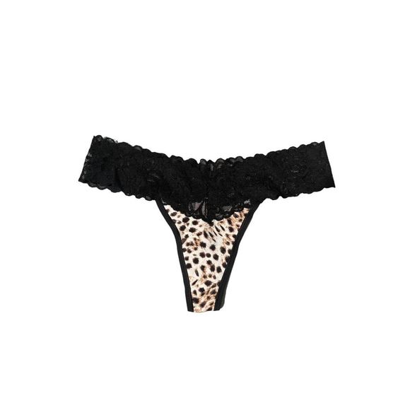 Victoria's Secret Other - VICTORIA’S SECRET LEOPARD CHEETAH PRINT FLORAL LACE TRIM THONG M NWT